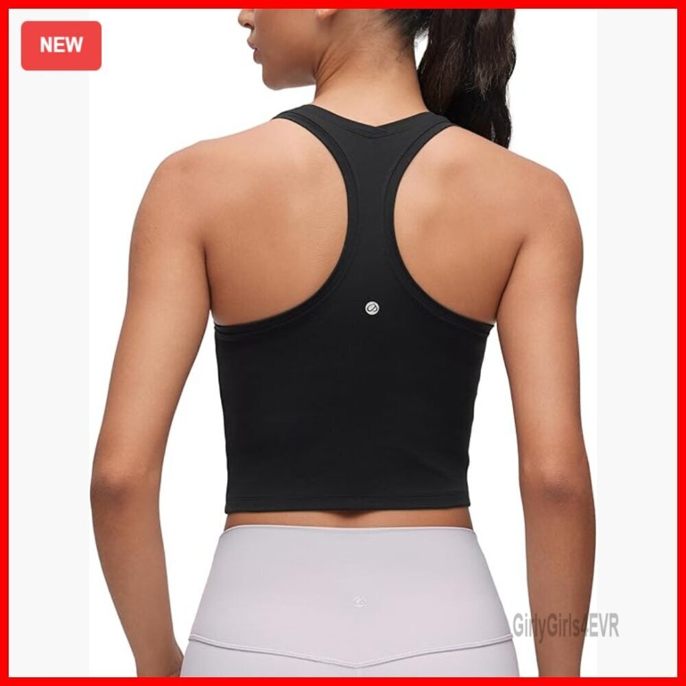 Butterluxe Crop Tank Top - Yoga Workout Athletic Tight Fit Racerback - Picture 1 of 6